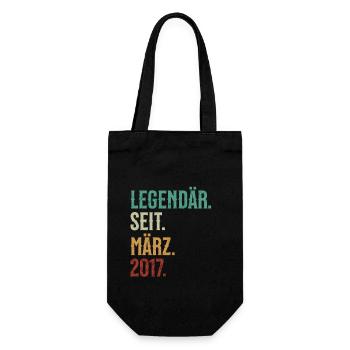 Legendär. Seit. März. 2017. Retro Birthday - Geschenkbeutel für Flaschen - Schwarz - Vorne