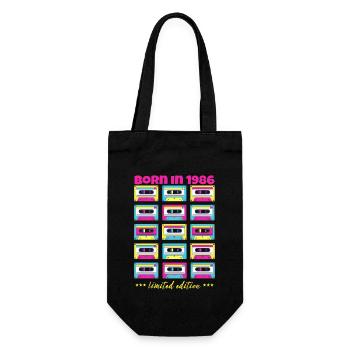 Born in 1986 Classic cassette tape original gift - Gift Bag for Bottles - black - Front