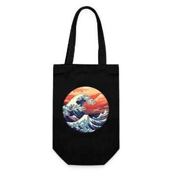 Große Welle The Great Wave Kanagawa - Geschenkbeutel für Flaschen - Schwarz - Vorne