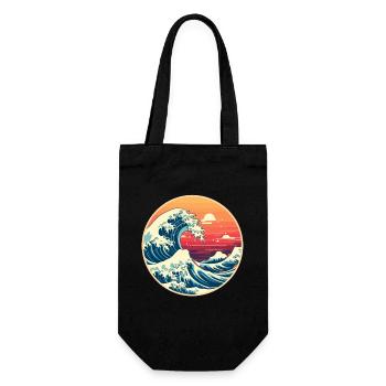 Große Welle The Great Wave Kanagawa - Geschenkbeutel für Flaschen - Schwarz - Vorne