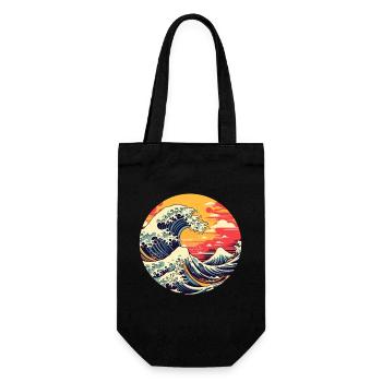 Große Welle The Great Wave Kanagawa - Geschenkbeutel für Flaschen - Schwarz - Vorne