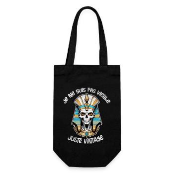 Ich bin nicht alt, nur Vintage - Mama - Geschenkbeutel für Flaschen - Schwarz - Vorne