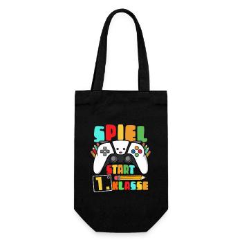 1. Klasse Spielstart Gamer - Geschenkbeutel für Flaschen - Schwarz - Vorne