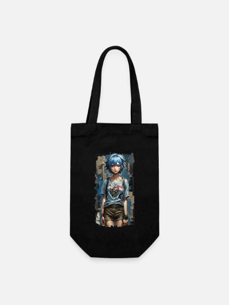 Ange bleu avec coeur mécanique - Sac à bouteille - noir