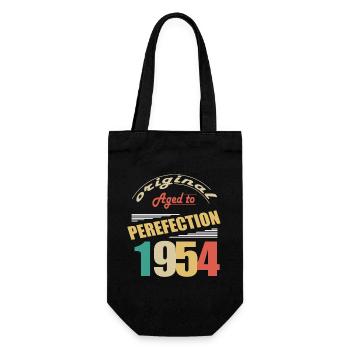 Ich bin 70 Jahre alt | Ich bin 1954 geboren - geboren - Geschenkbeutel für Flaschen - Schwarz - Vorne