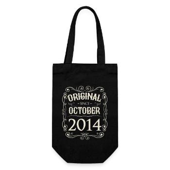 Vintage - Original since Oktober 2014 Geburtstag - Geschenkbeutel für Flaschen - Schwarz - Vorne