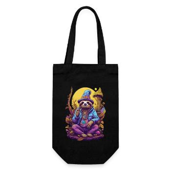 Faultier Psychedelic Art Wald Pilze Musik Festival - Geschenkbeutel für Flaschen - Schwarz - Vorne