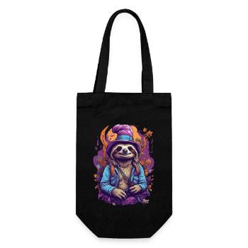 Faultier Psychedelic Art Wald Pilze Musik Festival - Geschenkbeutel für Flaschen - Schwarz - Vorne