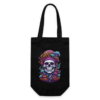 Psychedelic Art Skull Wald Pilze Musik Festival - Geschenkbeutel für Flaschen - Schwarz - Vorne