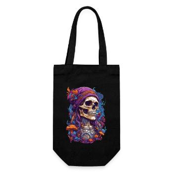 Psychedelic Skull Wald Pilze Musik Festival Art - Geschenkbeutel für Flaschen - Schwarz - Vorne