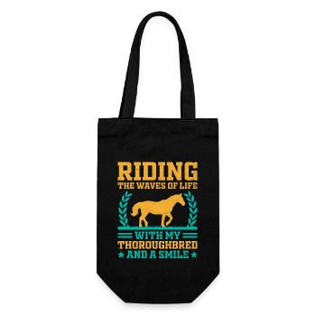 Thoroughbred Horse Racing Riding Equestian Horses - Gift Bag for Bottles - black - Front
