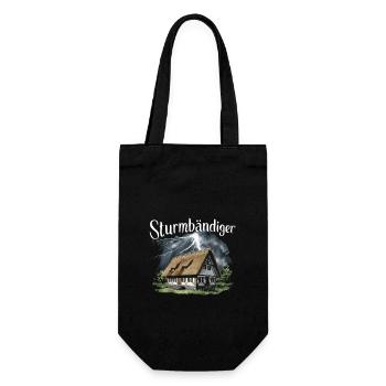 Sturmbändiger Nordeutsch Friesland Reetdach Haus - Geschenkbeutel für Flaschen - Schwarz - Vorne