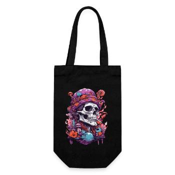 Psychedelic Skull Wald Pilze Musik Festival Art - Geschenkbeutel für Flaschen - Schwarz - Vorne