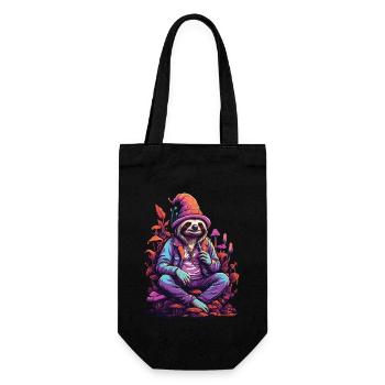 Faultier Psychedelic Art Wald Pilze Musik Festival - Geschenkbeutel für Flaschen - Schwarz - Vorne