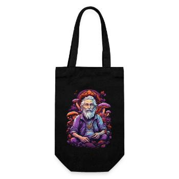 Lebendige Farben Wald Pilze Psychedelic Art - Geschenkbeutel für Flaschen - Schwarz - Vorne
