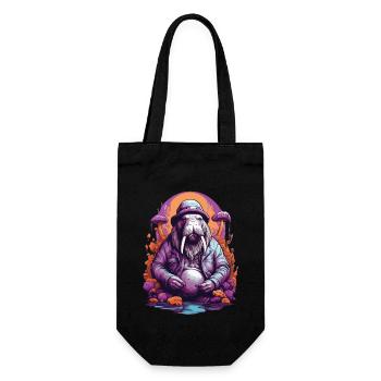 Lebendige Farben Wald Pilze Psychedelic Art - Geschenkbeutel für Flaschen - Schwarz - Vorne