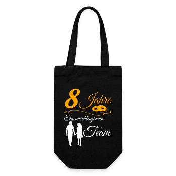 8 ans Rose mariage 8 anniversaire de mariage Couple cadeau - Sac à bouteille - noir - Devant