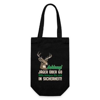 Jäger über 60 lustige Sprüche Hirsch Jagd Humor - Geschenkbeutel für Flaschen - Schwarz - Vorne