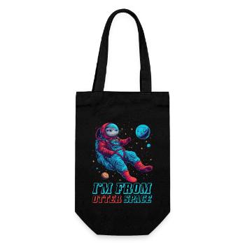 Otter Space Lustig Otter Astronaut - Geschenkbeutel für Flaschen - Schwarz - Vorne
