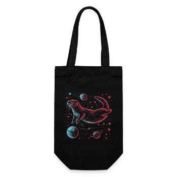 Otter Space Lustig Otter Astronaut - Geschenkbeutel für Flaschen - Schwarz - Vorne