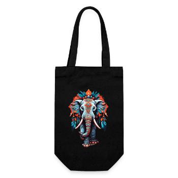 Elefant Spirituelles Mandala Traumfänger Design - Geschenkbeutel für Flaschen - Schwarz - Vorne