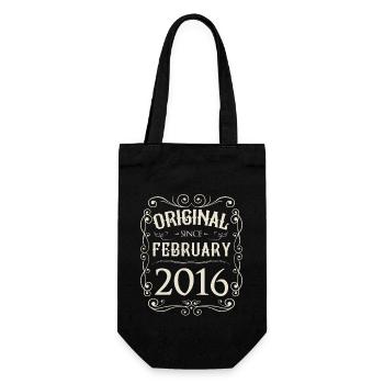 Vintage - Original since February 2016 Birthday - Gift Bag for Bottles - black - Front