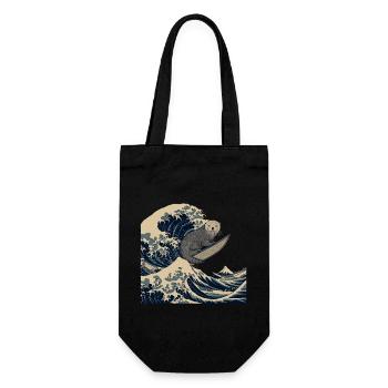Otter Japanische Welle Surfer Lustig - Geschenkbeutel für Flaschen - Schwarz - Vorne