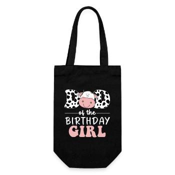 Dad of The Birthday Girl Farm Cow Daddy Papa 1st - Gift Bag for Bottles - black - Front