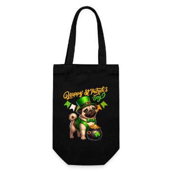 Pug St Patrick Dog Cute Ireland Shamrock Fun - Gift Bag for Bottles - black - Front
