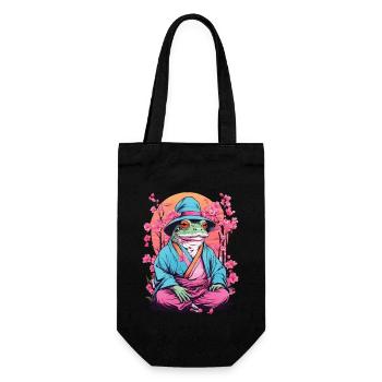 Asiatisch Frosch Streetwear Aesthetic Vintage - Geschenkbeutel für Flaschen - Schwarz - Vorne