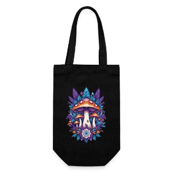 Mushrooms Feather Mandala Spiritual Design - Gift Bag for Bottles - black - Front
