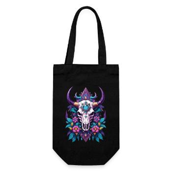 Bull Skull Feather Mandala - Gift Bag for Bottles - black - Front