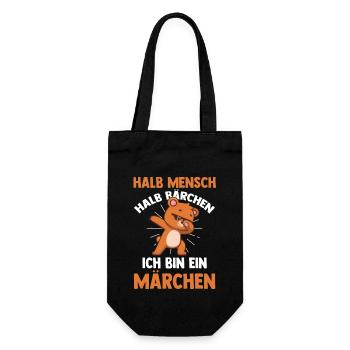 Halb Mensch Halb Bärchen - Geschenkbeutel für Flaschen - Schwarz - Vorne