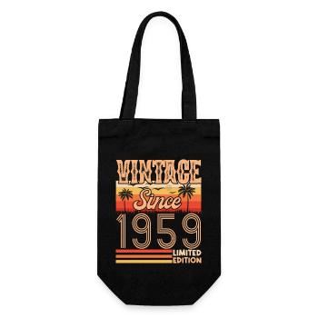 Birthday 1959. Vintage Born in 1959 Birthday - Gift Bag for Bottles - black - Front