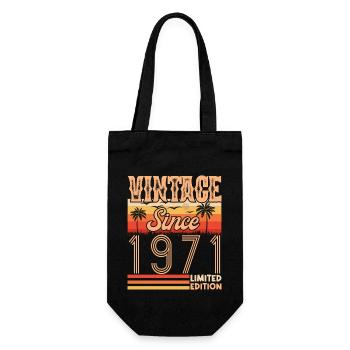 1971. Vintage Born in 1971 Birthday - Gift Bag for Bottles - black - Front