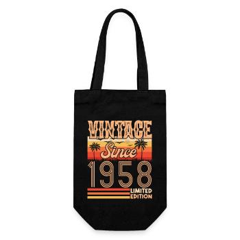1958. Vintage Born in 1958 Birthday - Gift Bag for Bottles - black - Front