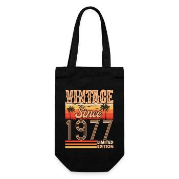 1977. Vintage Born in 1977 Birthday - Gift Bag for Bottles - black - Front