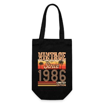 1986. Vintage Born in 1986 Birthday - Gift Bag for Bottles - black - Front