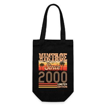 2000. Vintage Born in 2000 Anniversary - Gift Bag for Bottles - black - Front