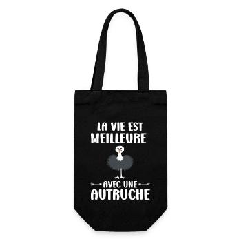Humour autruche - Sac à bouteille - noir - Devant