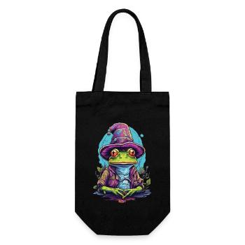 Mystic frog with magic hat - Gift Bag for Bottles - black - Front