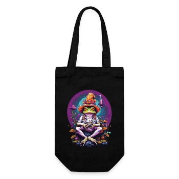 Frosch Psychedelic Art Wald Pilze Musik Festival - Geschenkbeutel für Flaschen - Schwarz - Vorne