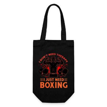 Ich brauche keine Therapie, ich brauche nur Boxen - Geschenkbeutel für Flaschen - Schwarz - Vorne