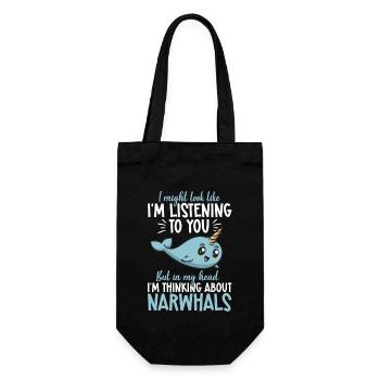 Narwhal Unicorn Whale - Gift Bag for Bottles - black - Front