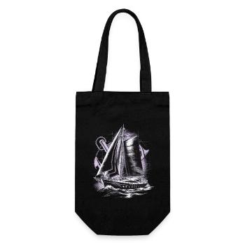 Segelboot mit Anker Geschenk - Geschenkbeutel für Flaschen - Schwarz - Vorne