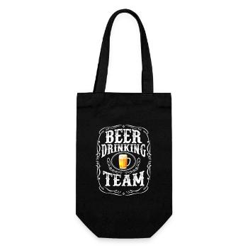 Bier trinkendes Team T-Shirt - Beliebter Alkoholiker - Geschenkbeutel für Flaschen - Schwarz - Vorne