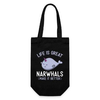 Narwhal Unicorn Whale - Gift Bag for Bottles - black - Front