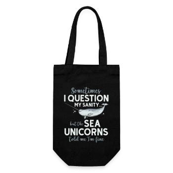 Narwhal Unicorn Whale - Gift Bag for Bottles - black - Front