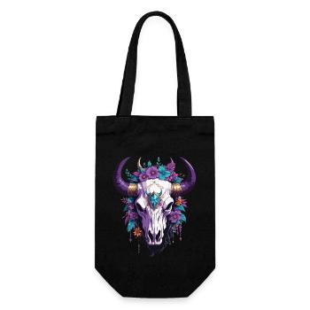 Spirituelles Mandala Totemtier Skull Design - Geschenkbeutel für Flaschen - Schwarz - Vorne