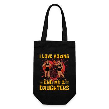 Ich liebe Boxen und meine 2 Töchter - Geschenkbeutel für Flaschen - Schwarz - Vorne